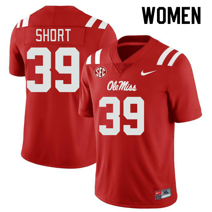 Women #39 Carter Short Ole Miss Rebels College Football Jerseyes Stitched Sale-Red